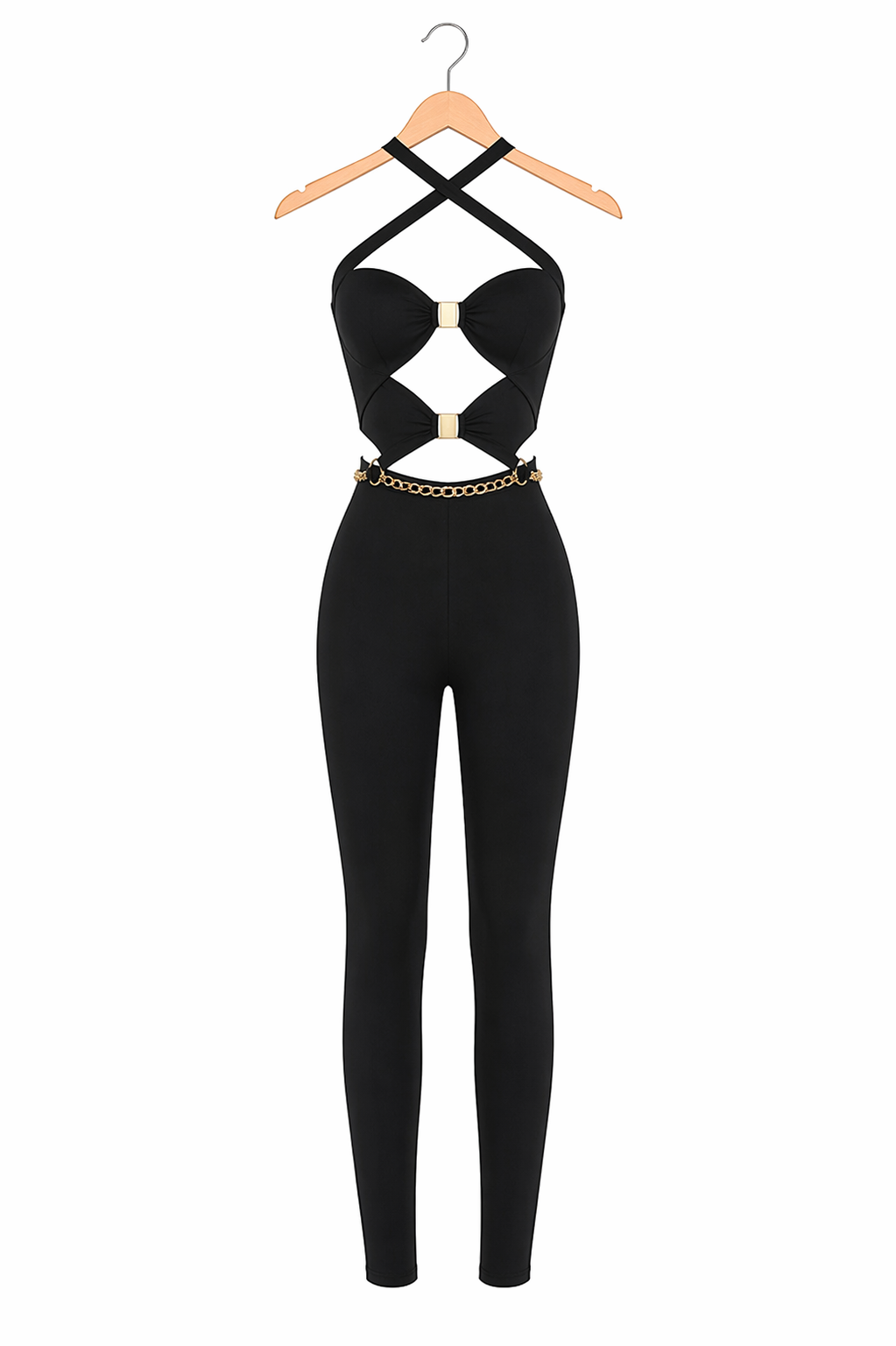 Mono LYCRA JEWEL CROSS HALTER BLACK