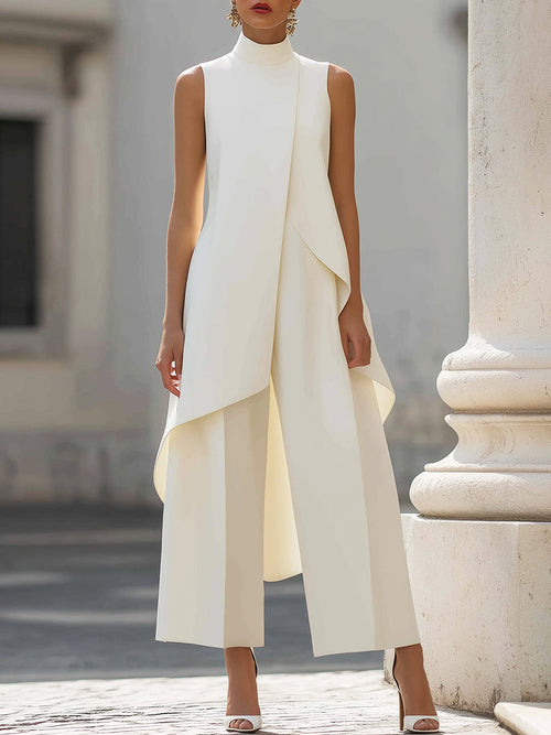 Catalina — Mono con cuello alto y panel cruzado