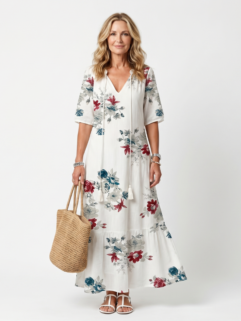 Maeva — Vestido Midi de Flores Pequeñas