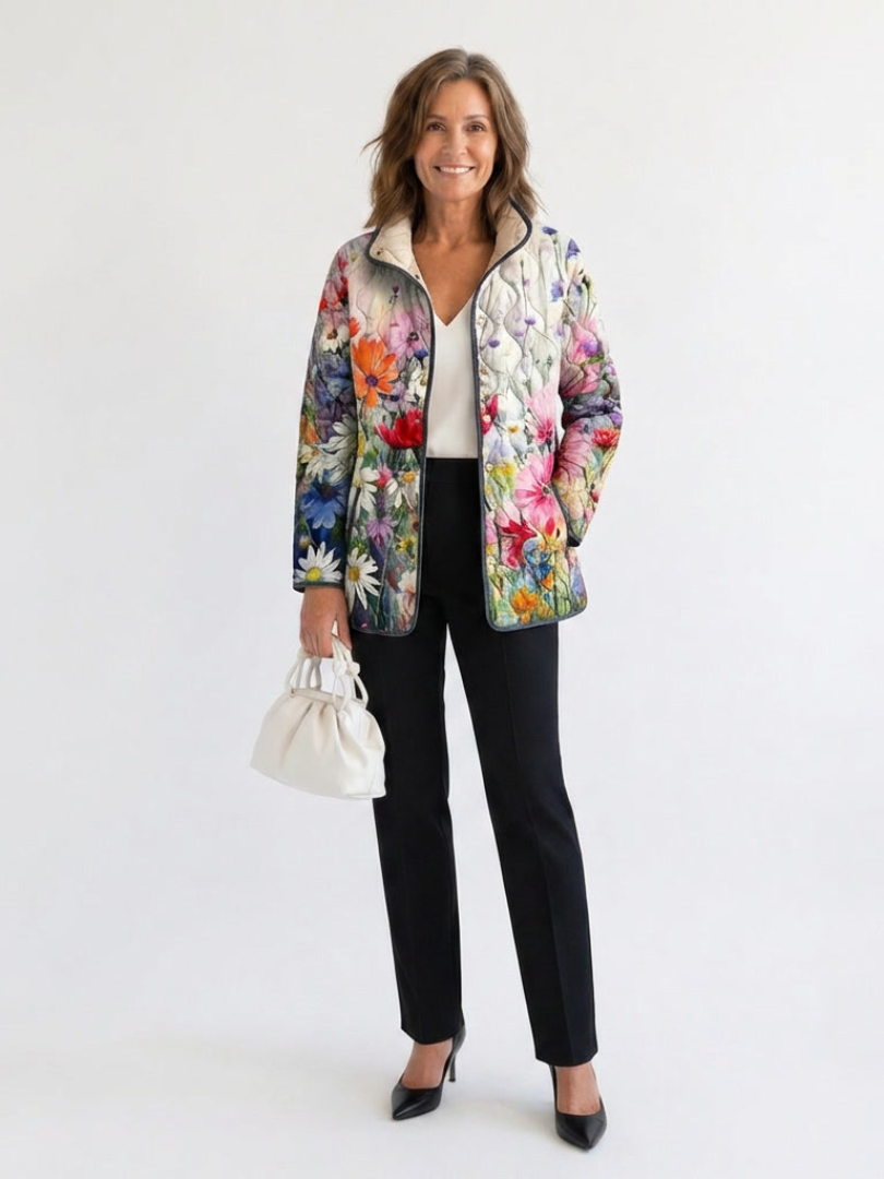 Paloma chaqueta acolchada de flores