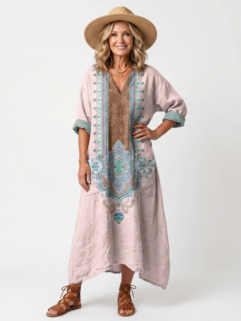 Kenza vestido midi de paneles con bolsillos
