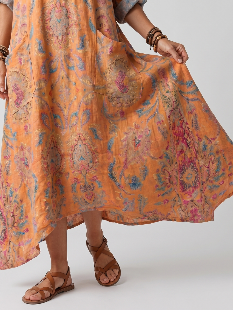 Remi vestido midi estampado con bolsillos