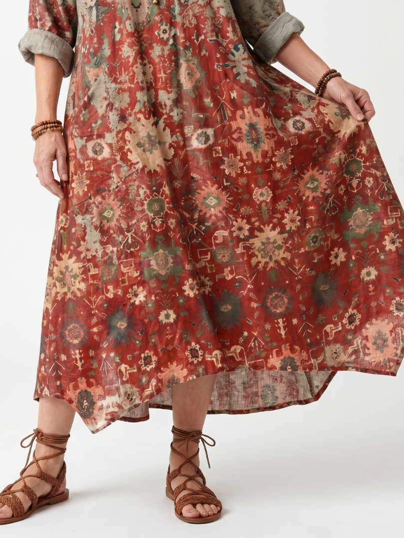 Saffron — Vestido Midi Amplio con Bolsillos