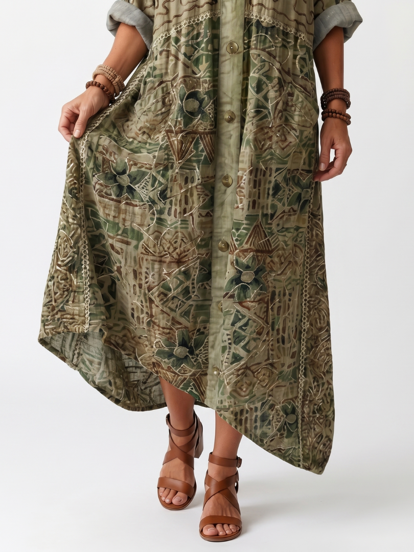 Aleta vestido midi de botones con bolsillos