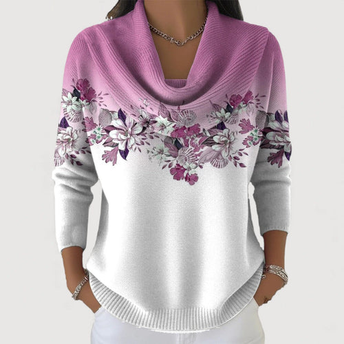 Alba — Jersey Floral con Cuello Vuelto