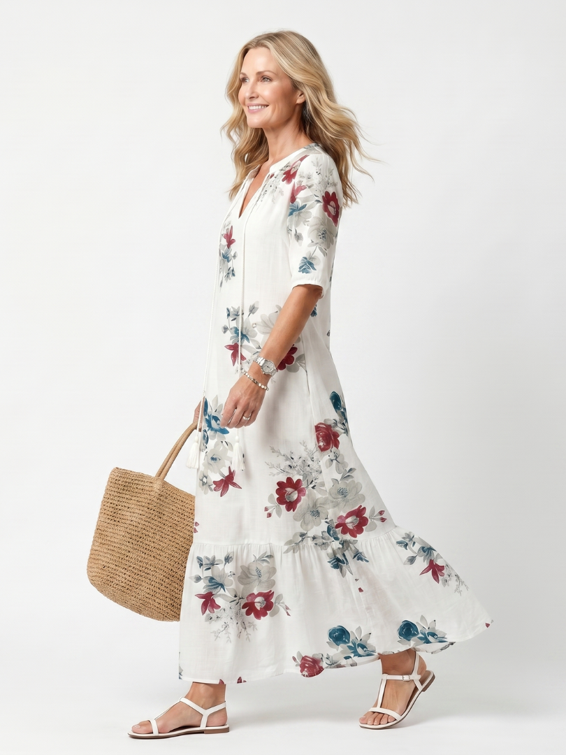 Maeva — Vestido Midi de Flores Pequeñas