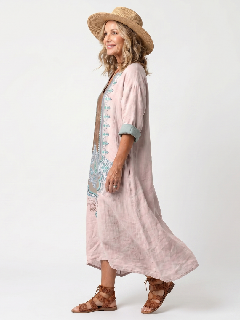 Kenza vestido midi de paneles con bolsillos