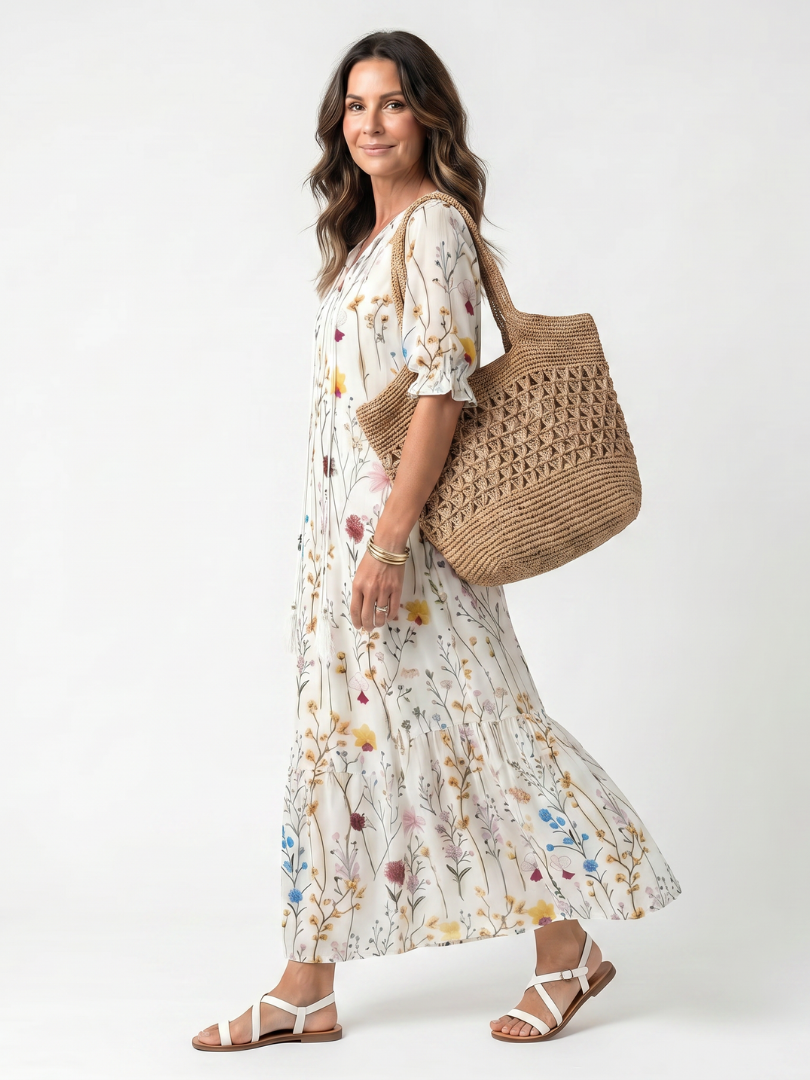 Sylvie — Vestido Midi de Estampado Botánico
