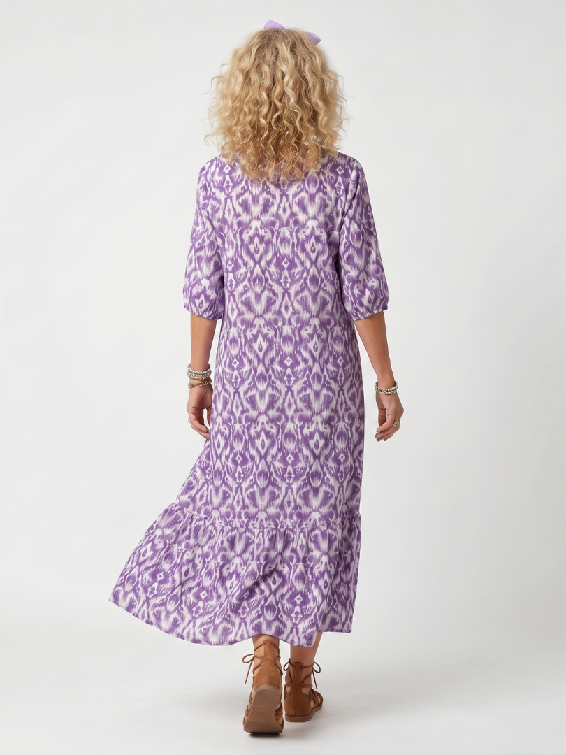 Penélope vestido midi estampado con lazo de borlas
