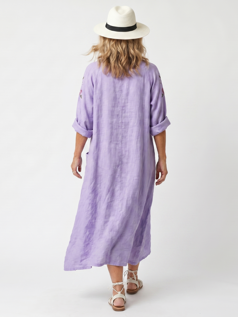 Tavi — Vestido Midi Floral con Bolsillos
