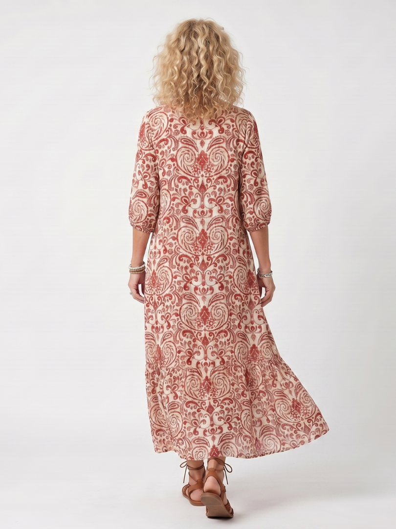 Noelle — Vestido Midi de Estampado Ornamental
