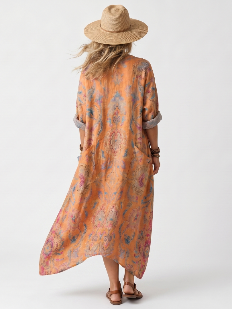 Remi vestido midi estampado con bolsillos