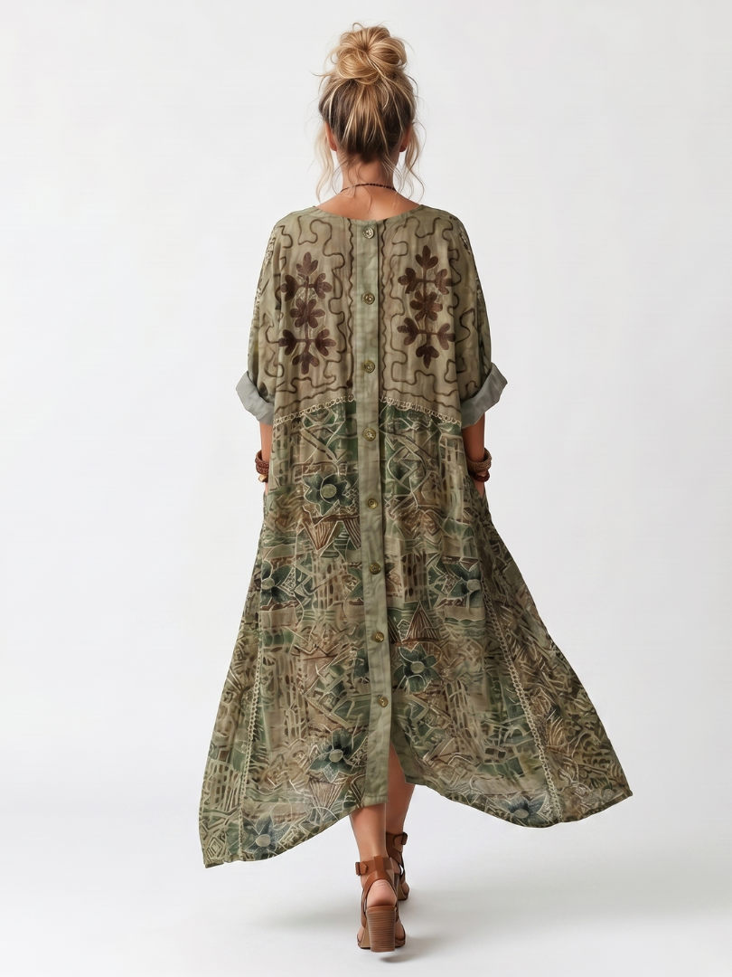 Aleta vestido midi de botones con bolsillos