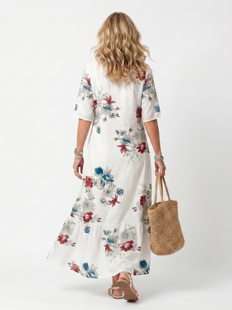 Maeva — Vestido Midi de Flores Pequeñas