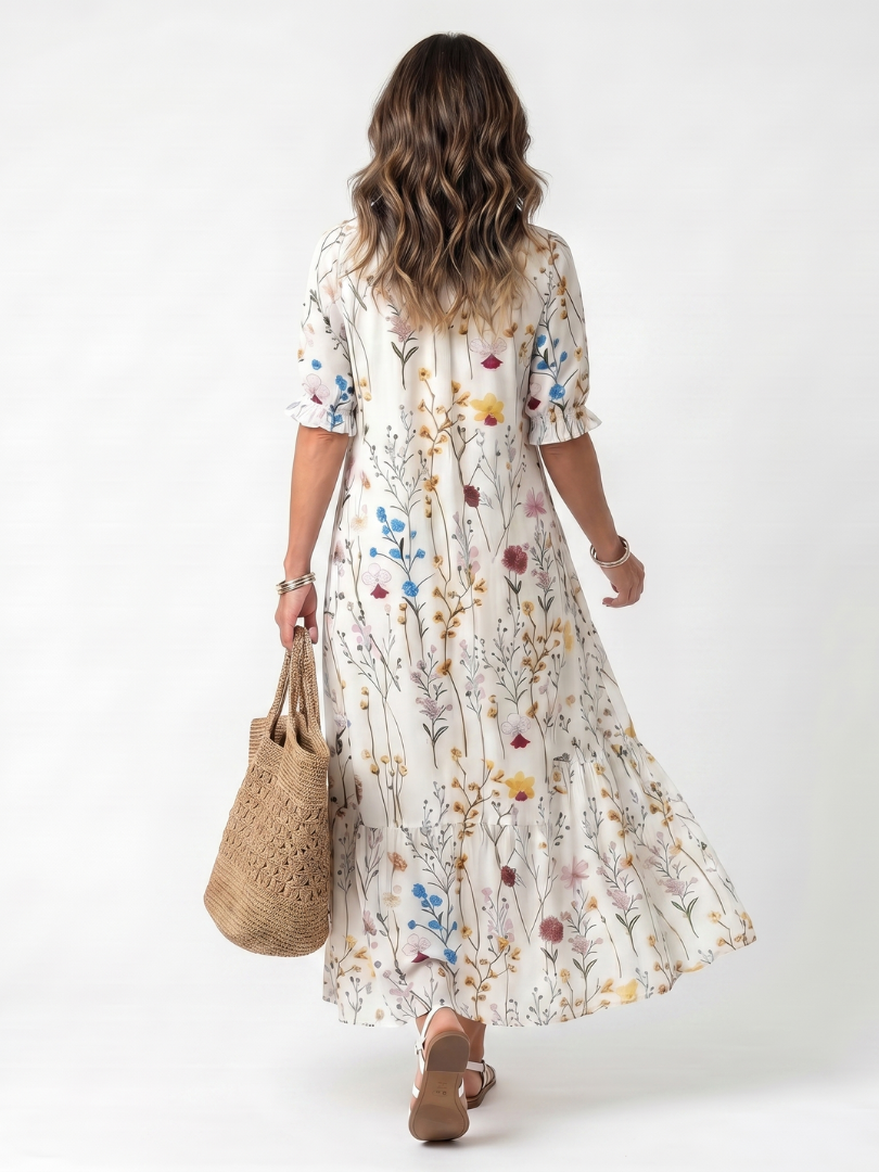 Sylvie — Vestido Midi de Estampado Botánico