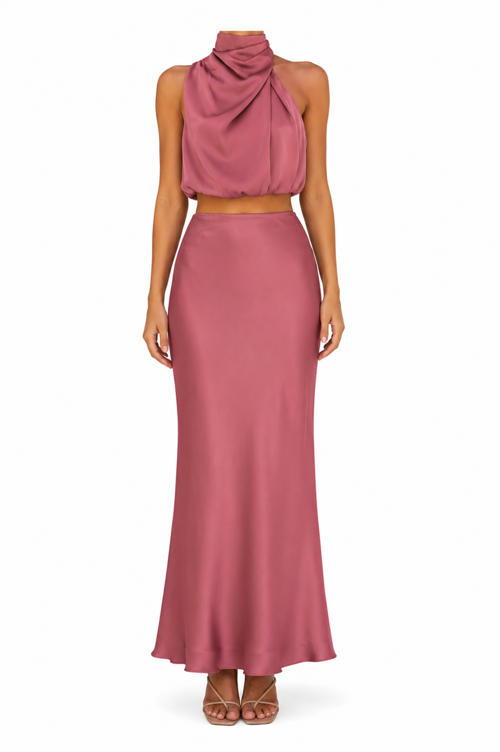 Conjunto Rosalinda — Top y Falda de Satén
