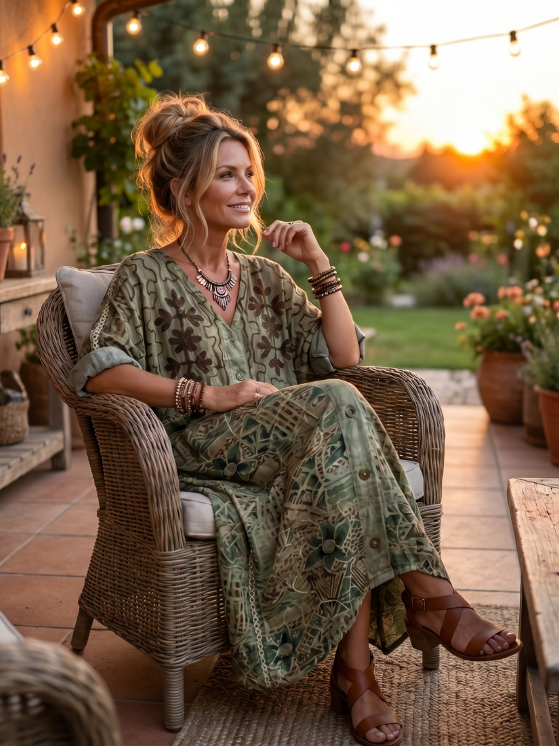 Aleta vestido midi de botones con bolsillos