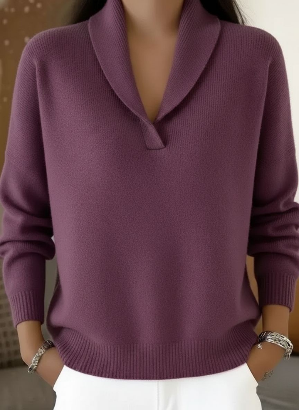 Encarna — Jersey con Cuello de Pico
