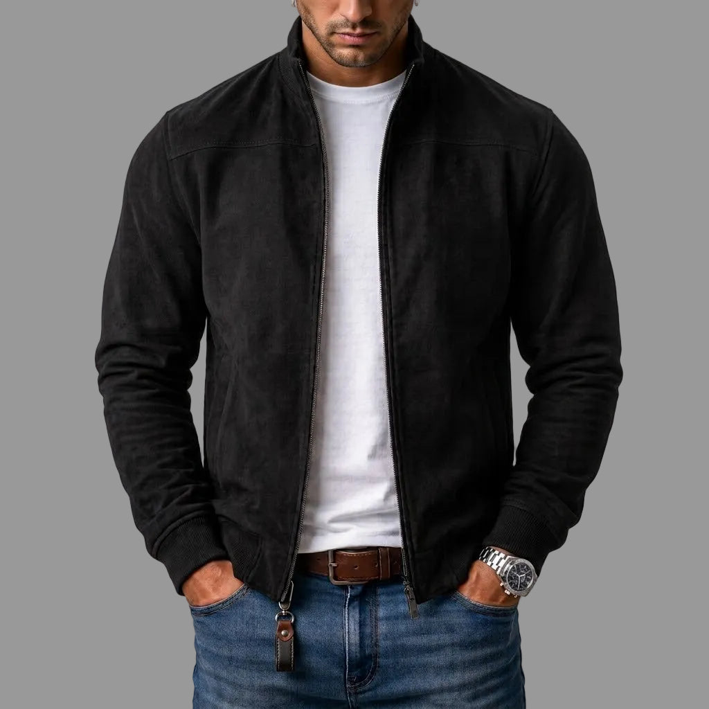 Bomber de ante con cuello alto en negro