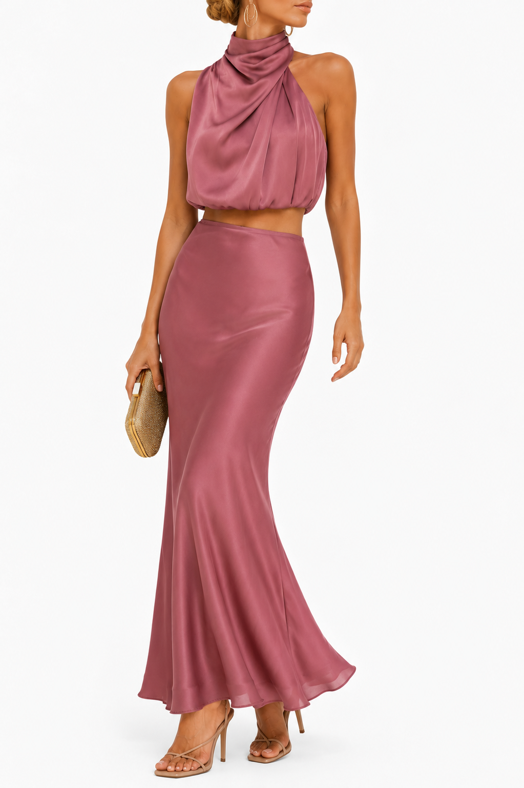 Conjunto Rosalinda — Top y Falda de Satén