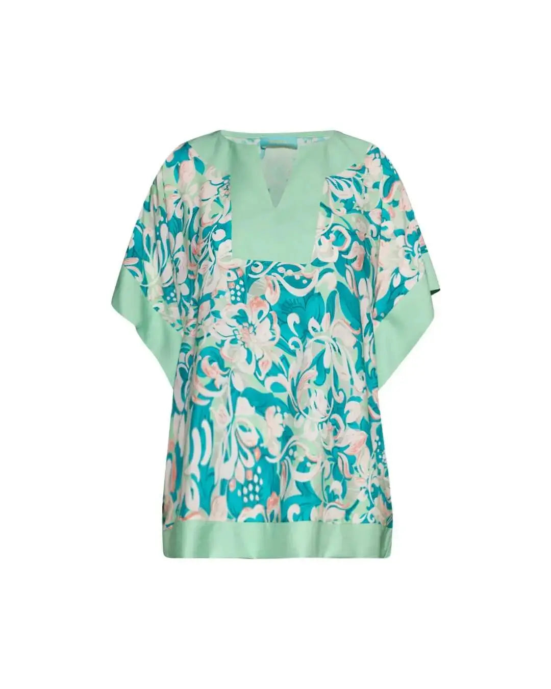 Conjunto con blusa de flores y pantalones lisos