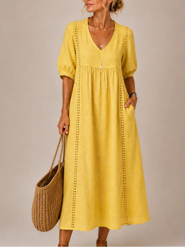 Sefi vestido midi de verano amarillo