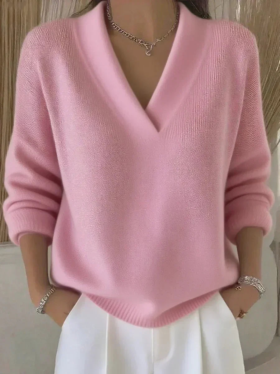 Pilar — Jersey Holgado con Cuello de Pico