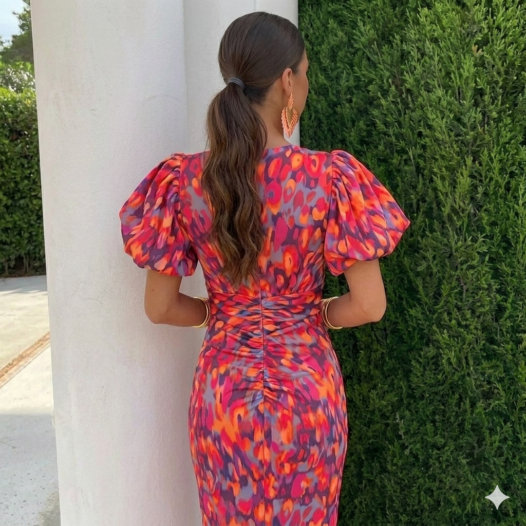 Marisma vestido midi fruncido