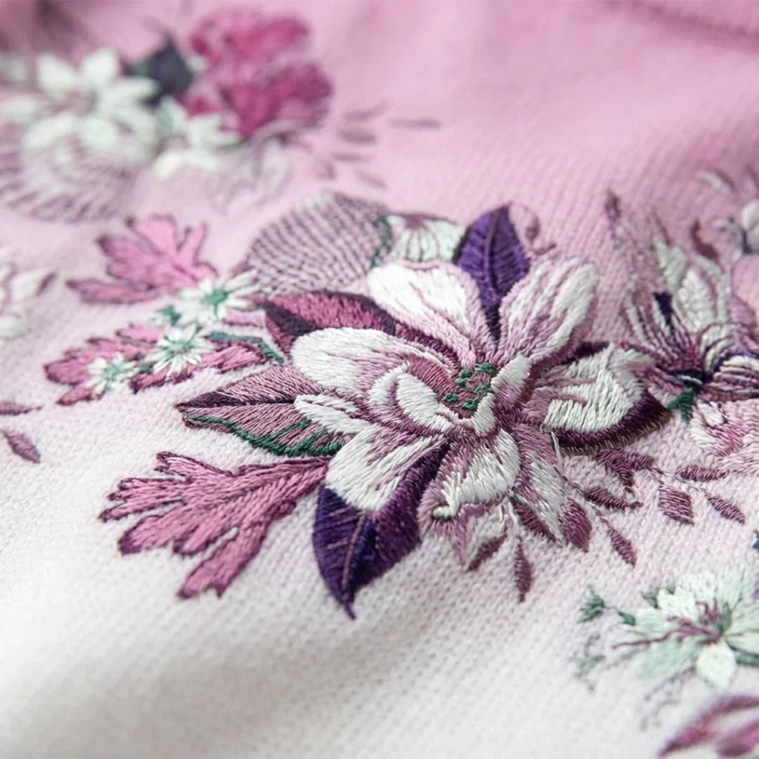 Alba — Jersey Floral con Cuello Vuelto