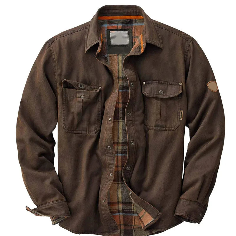 Chaqueta de algodón vintage en marrón oscuro