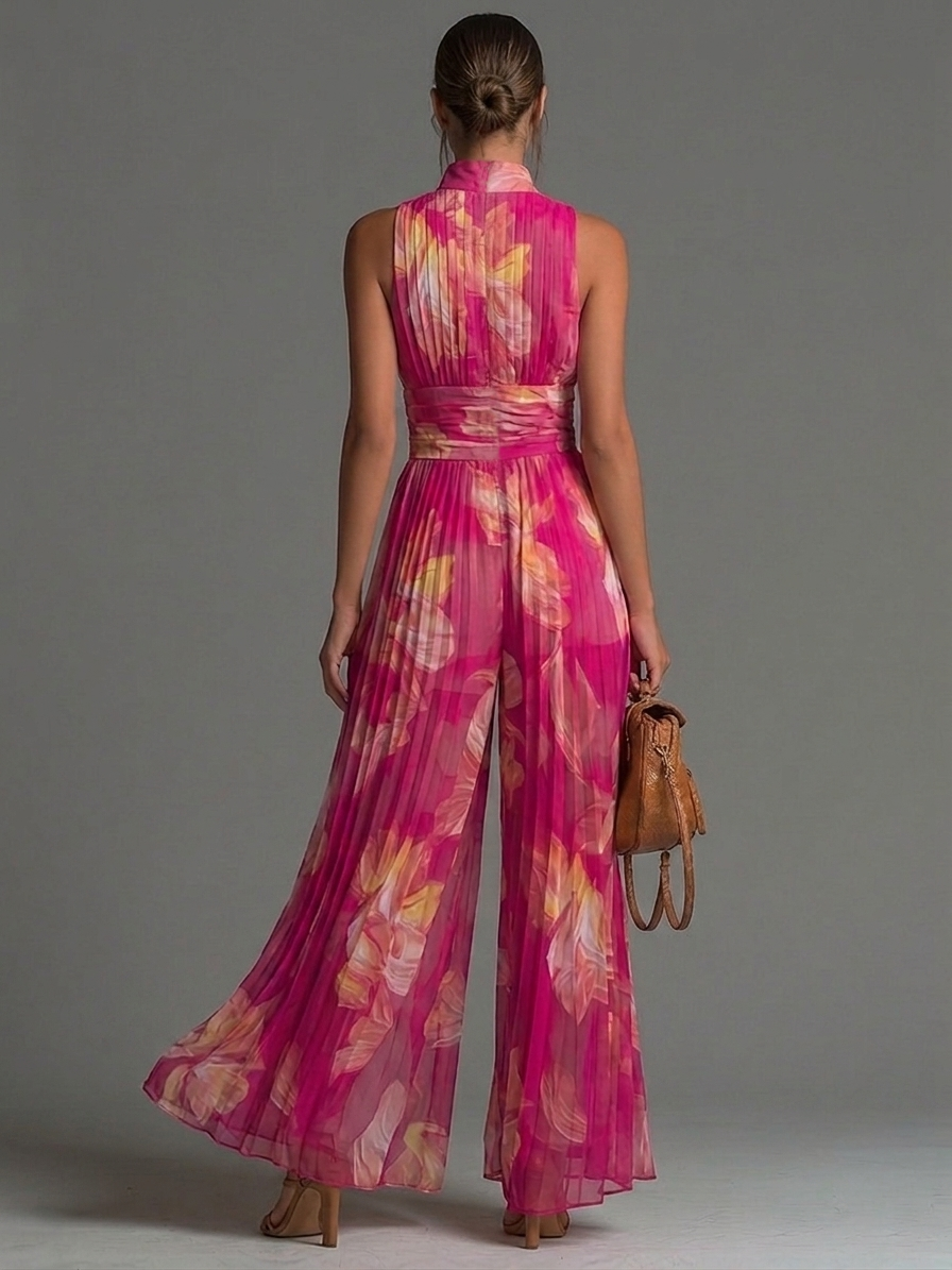 Mono Coral gasa plisada fucsia