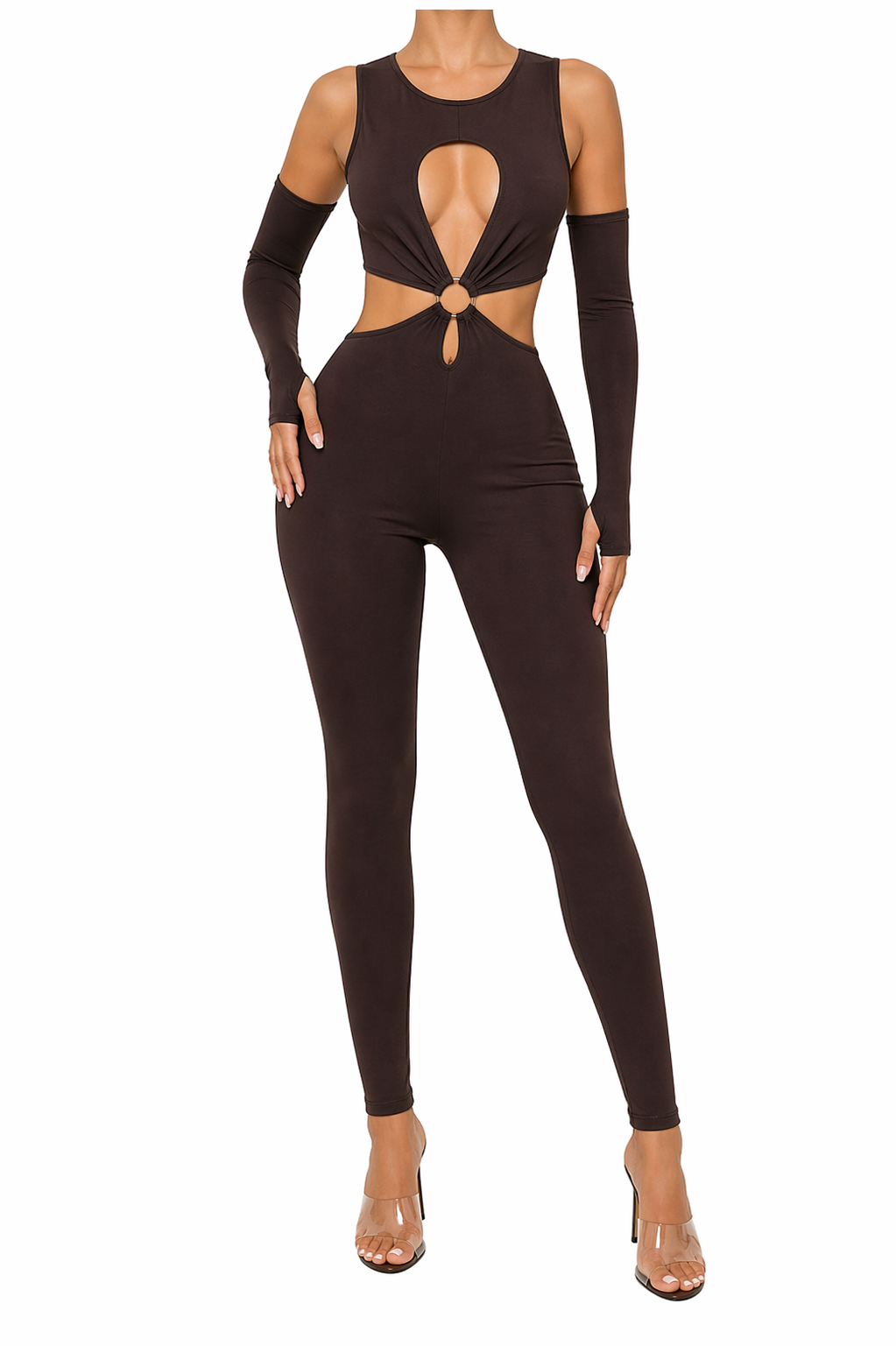 Mono LYCRA CROSS CUT-OUT CHOCOLATE