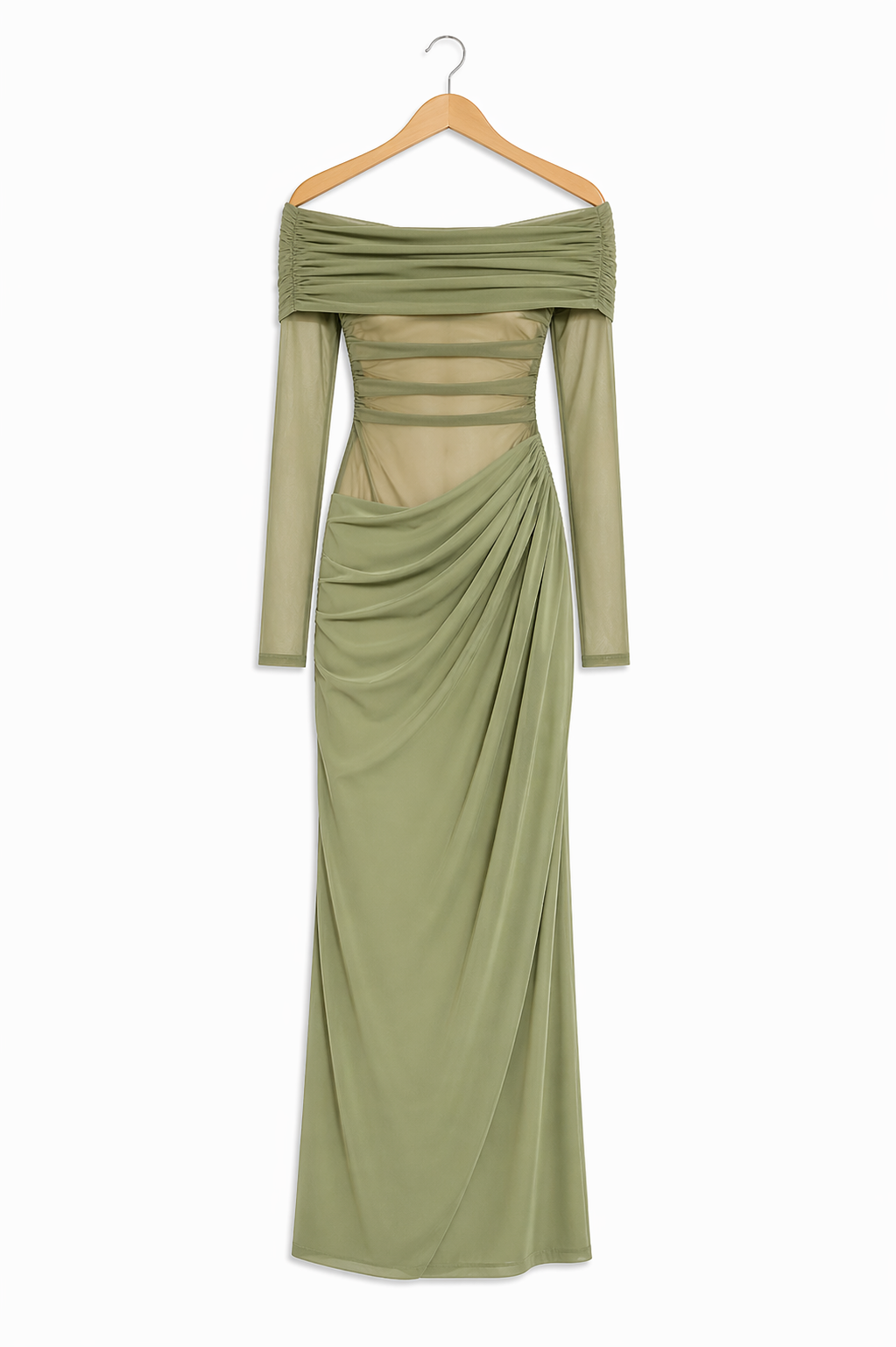 Vestido YASMIN OFF-SHOULDER OLIVE