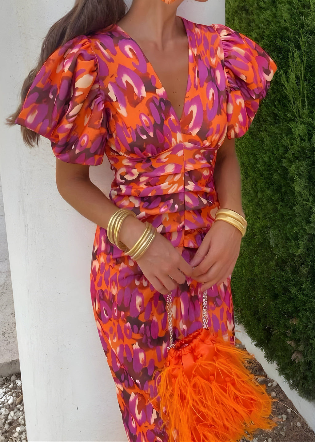Marisma vestido midi fruncido