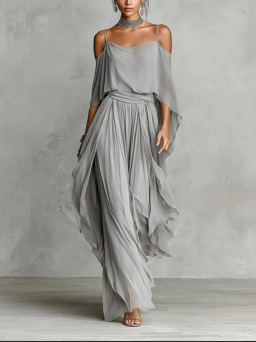 Conjunto fluido de gasa en gris